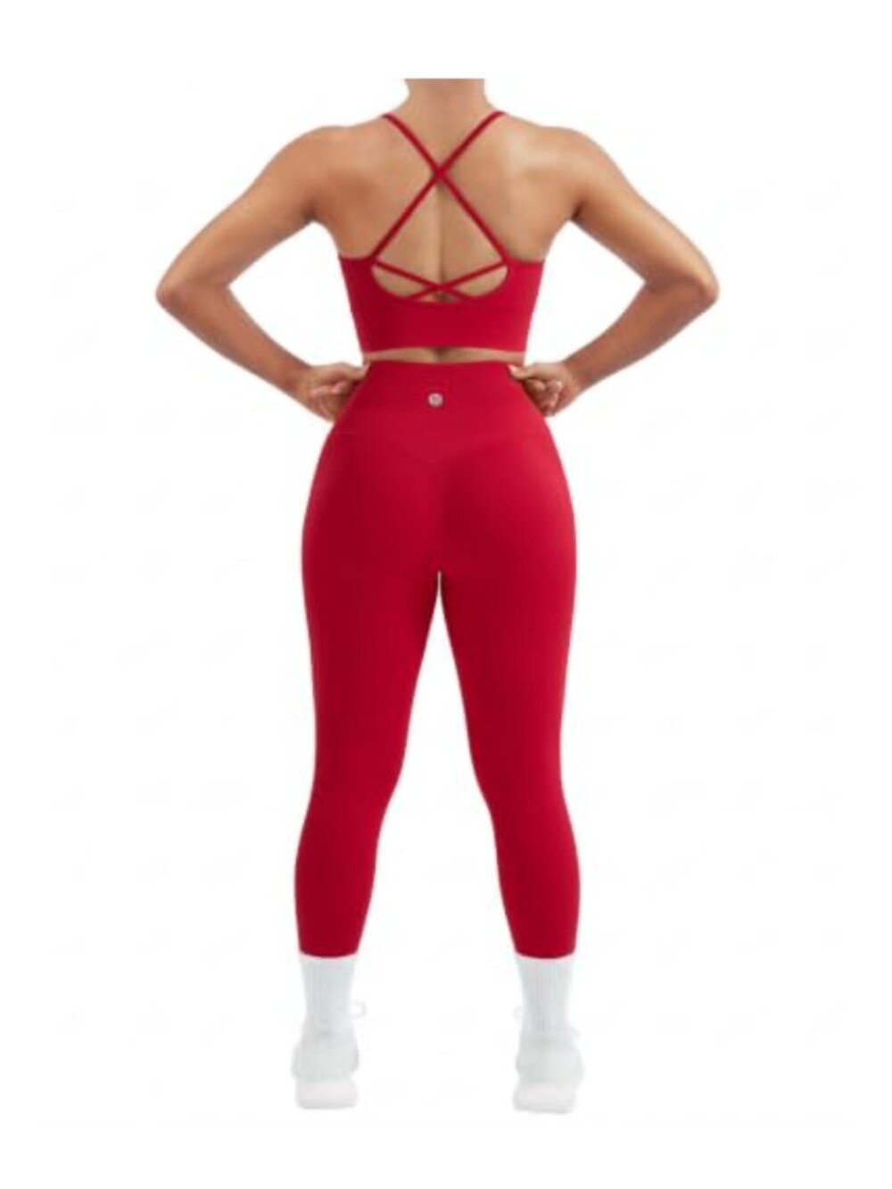 Seamless Workout Set Criss Cross Sports Bra High Waist Biker Shorts